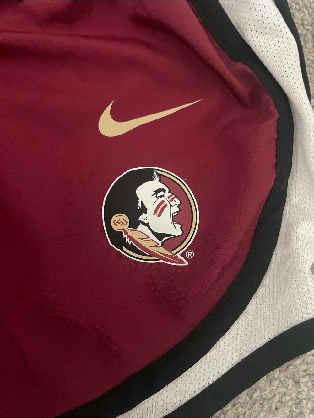 Nike Women's Maroon Shorts with White and Black Trim FSU Logo - Picture 4 of 4